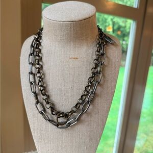 Layered copper and  Silver toned Chain Necklace - Women Jewelry